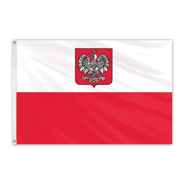 Global Flags Unlimited Poland Outdoor Nylon Flag with Eagle 5'x8' 202730